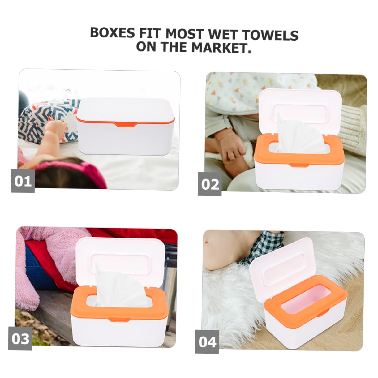 Boîte à Lingettes Humides Lot de 2 Pp Rechargeable Couvercle