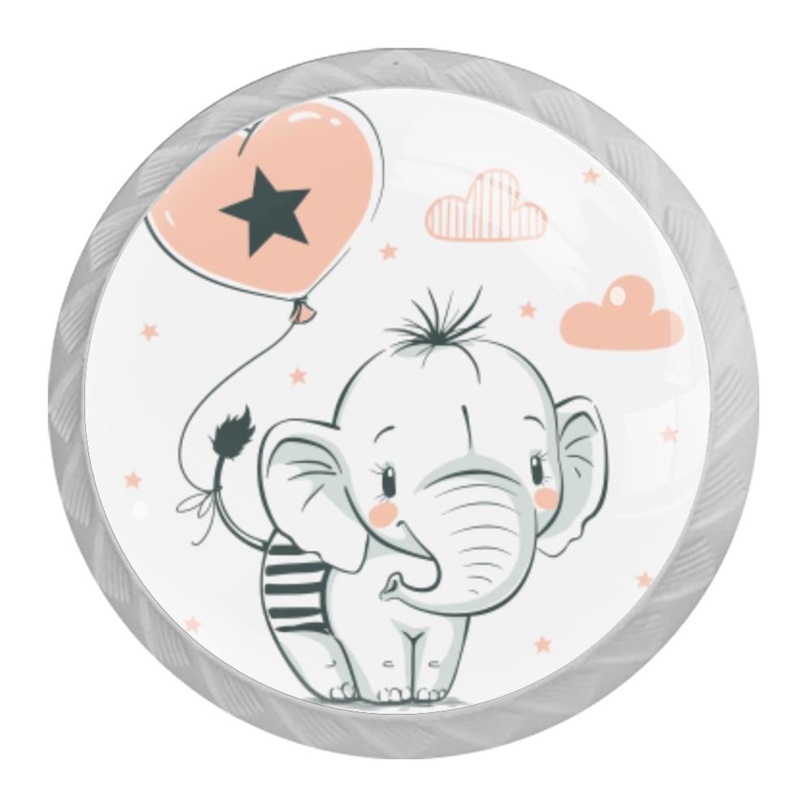 Tqmspg 4 Pieces Drawer Pulls Cute Elephant Door Knobs Dresser Handles for Kitchen Wardrobe Cupboard Hardware Furniture