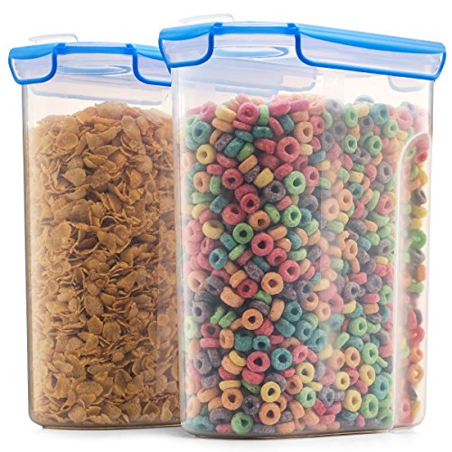 Extra Large Cereal Containers Storage Set - [2 Pack,168oz. 21 cup] Airtight Silicone Sealed Locking Lids extents freshness - Space Saving Kitchen Pantry Containers - Food storage containers For Flour.