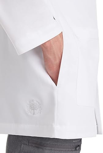 Miniatura 6 de Healing Hands Logan - Abrigo de laboratorio blanco para hombre con 5 bolsillos, detalles de punto y aberturas laterales, longitud de espalda 34