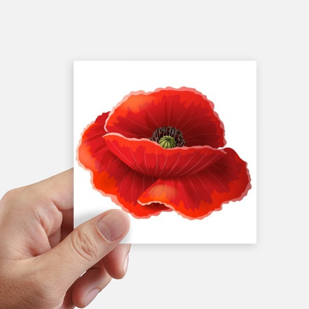 Sticker peinture rouge fleur pavot pour personnaliser votre ordinateur, valise et moto 10cm