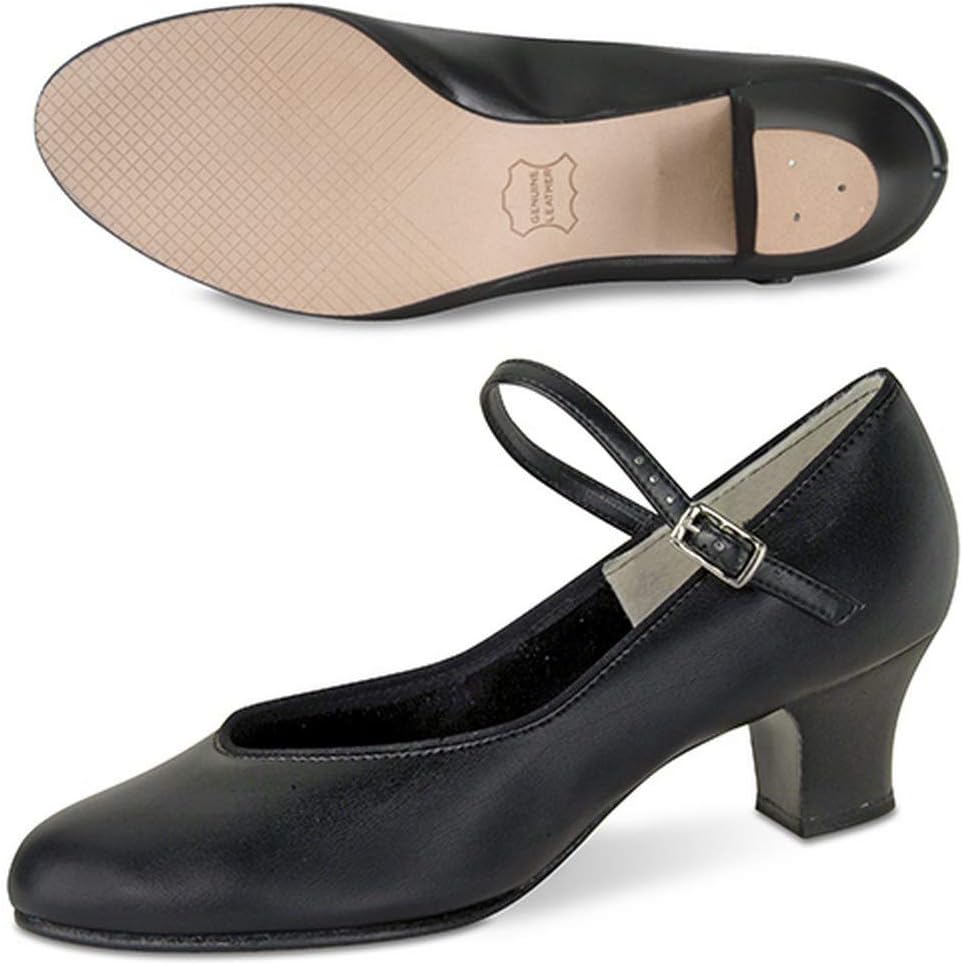 Danshuz Girls Black Faux Leather Upper Heeled Queen Tap Shoes 12.5 Kids
