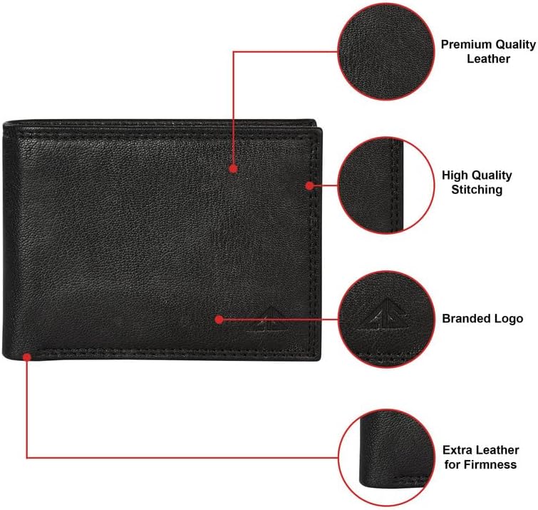 ASAD Genuine Leather Wallet for Men | Slim, Stylish Leather Double Stitched RFID Blocking Bifold Stylish | Bifold Wallet With 8 Card Slot | Gift for Him | Black - Image 3