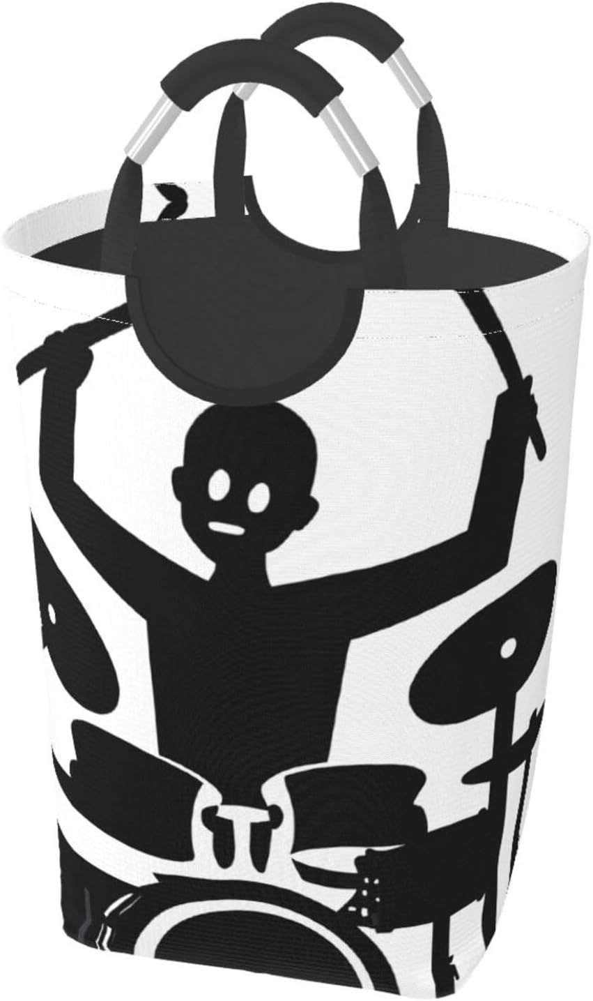 Laundry Basket Collapsible Clothes Hamper, Laundry Bag with Handles Blanket Toys Storage Basket, Dorm Room Essentials Accessories - Drummer