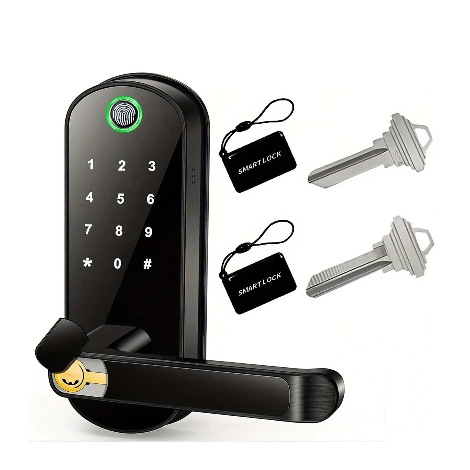 JVDDI Smart Door Handle, Smart Fingerprint Door Lock App Remote Control Keyless WIFI Digital Touchscreen(Nero)