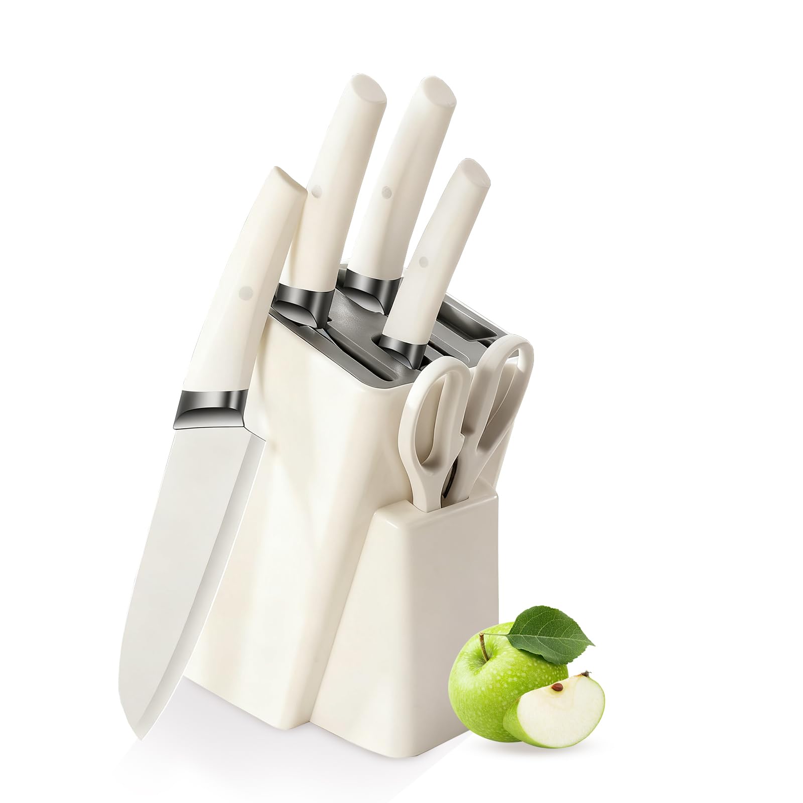 Knife Set 6-Piece Kitchen Knife Set with Block Stainless Steel Essentials Cutlery Block Set Ultra-sharp Blades Chef Knives