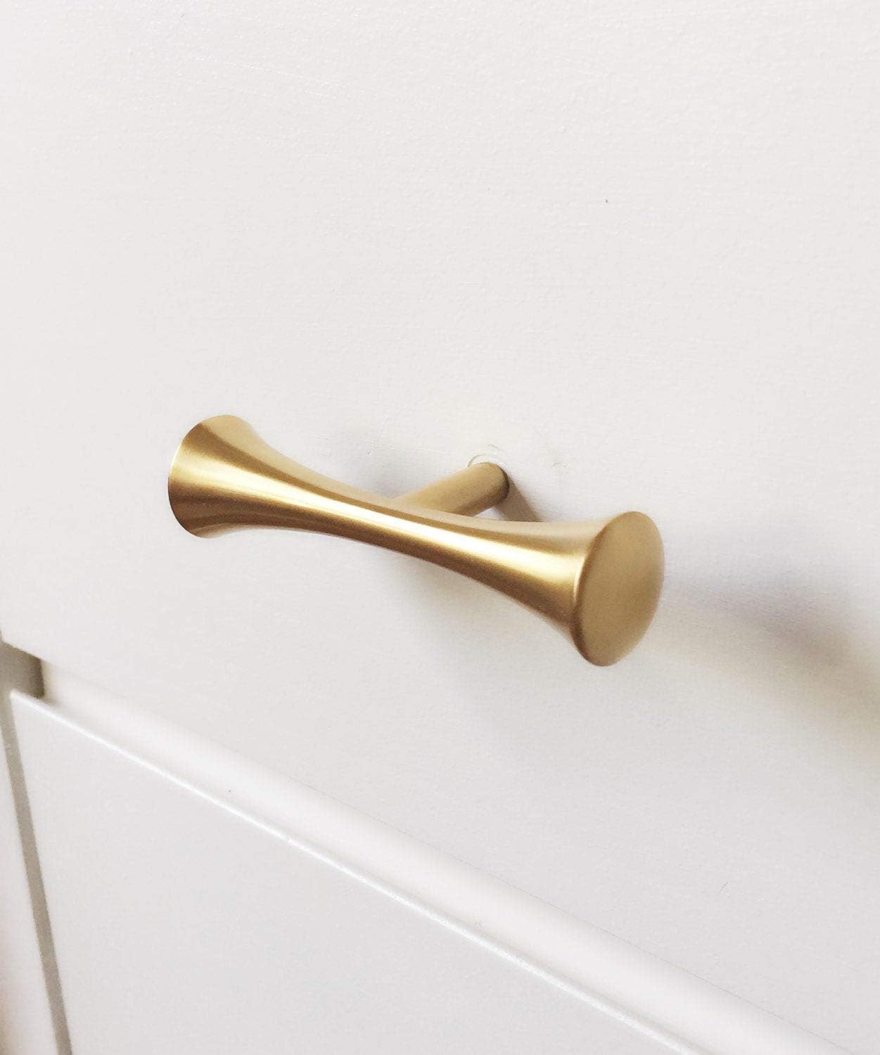 Brushed Brass MCM Cabinet Hardware Mid-Century Modern Style Made of Solid Brass (Hourglass Pull)