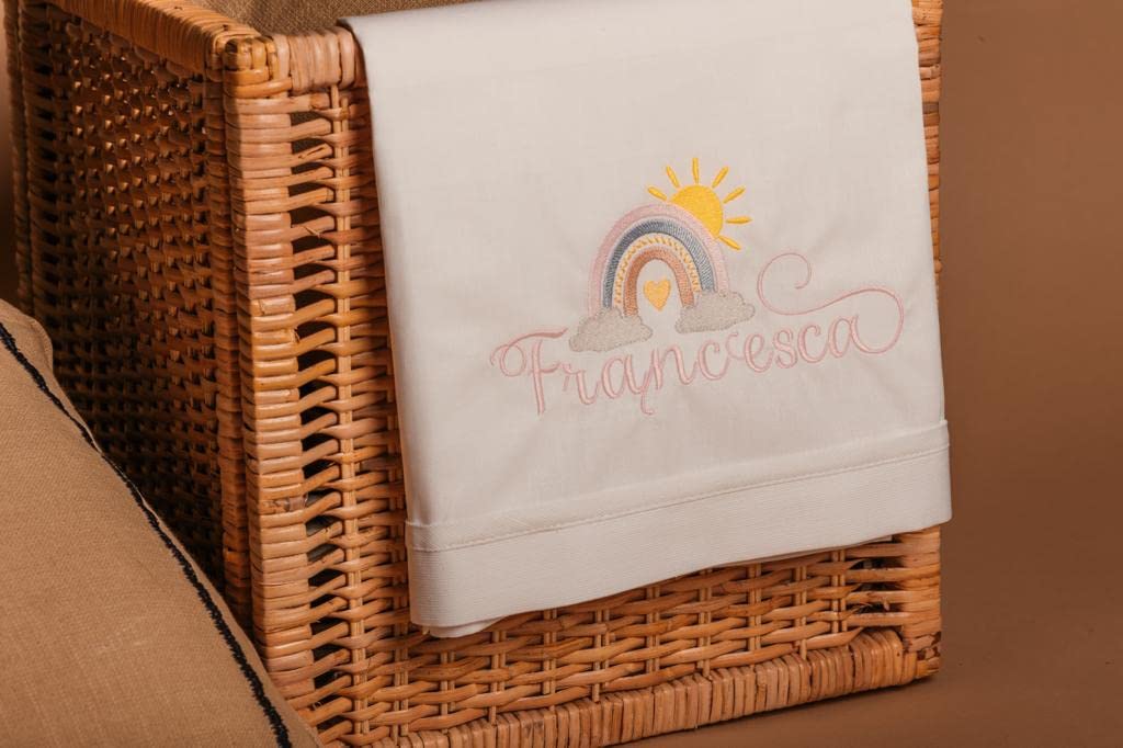 Lenzuolino Disegno Personalizzato Culla Neonato Set 3Pz. Lettino Ricamato Regalo Bimbi Nascita Coordinato Completo Vari Colori