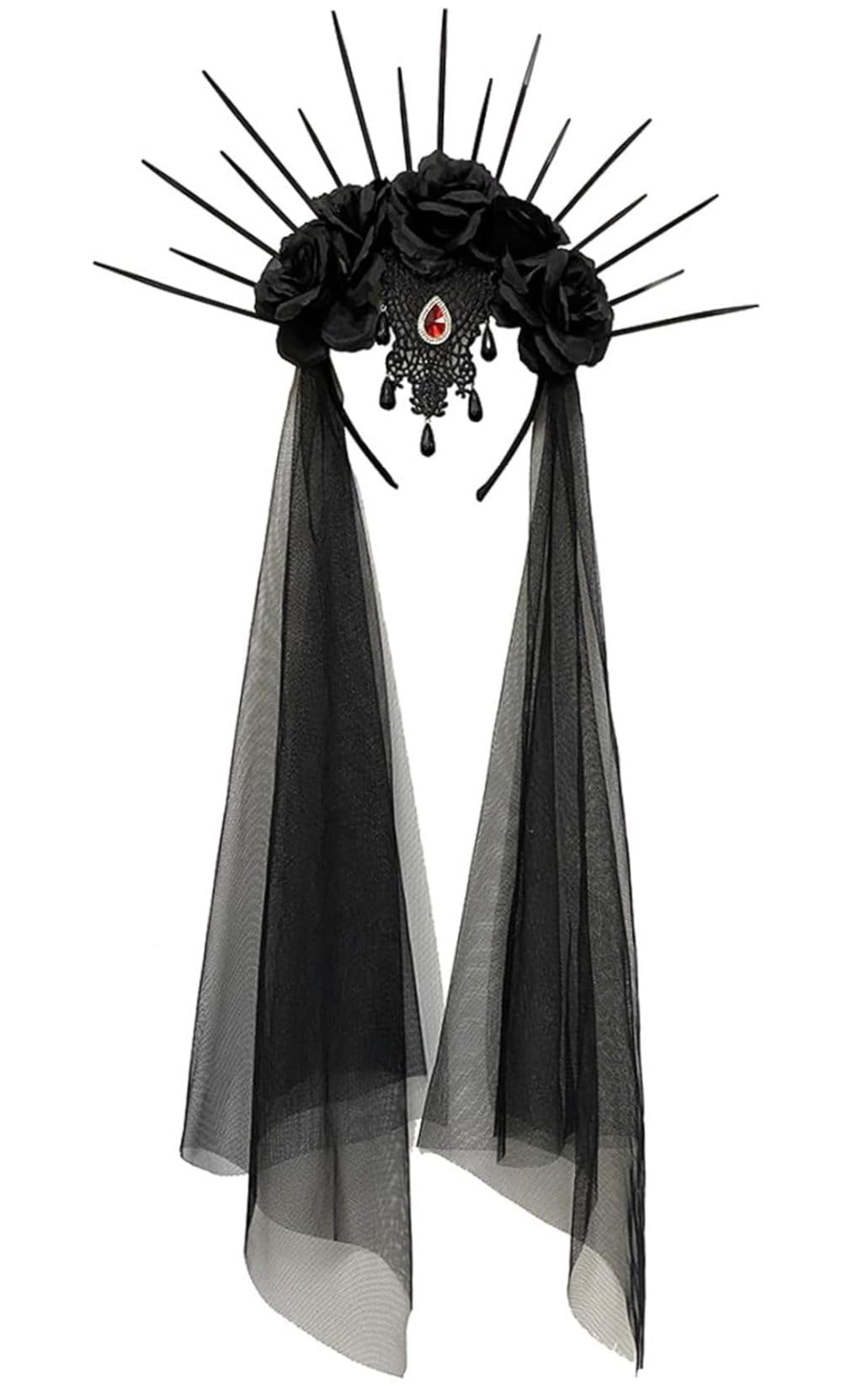Striegro Gothic Flower Halloween Headband, Black..