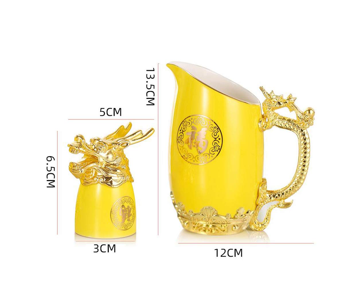 Amazon.co.jp: 十二干支陶磁白酒杯分酒器セット家庭用盃アンティーク