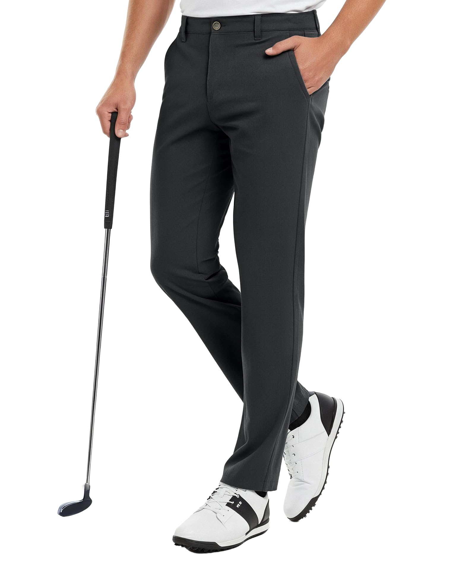 Men's Golf Trousers Waterproof Straight Fit Stretch Outdoor Pants Inseam 30''/32'' Lightweight Casual Pants with Pockets