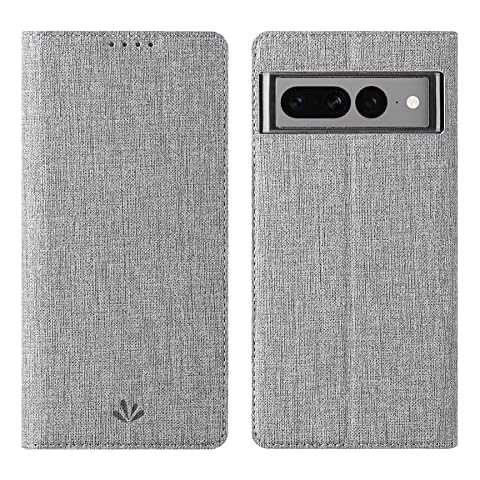 Foluu Case for Google Pixel 7 Pro 2022, Flip Folio Wallet Case Slim Premium PU Leather Case ID Credit Card Slots Kickstand Magnetic Closure TPU Bumper Cover for Google Pixel 7 Pro 2022 (Gray) Cover