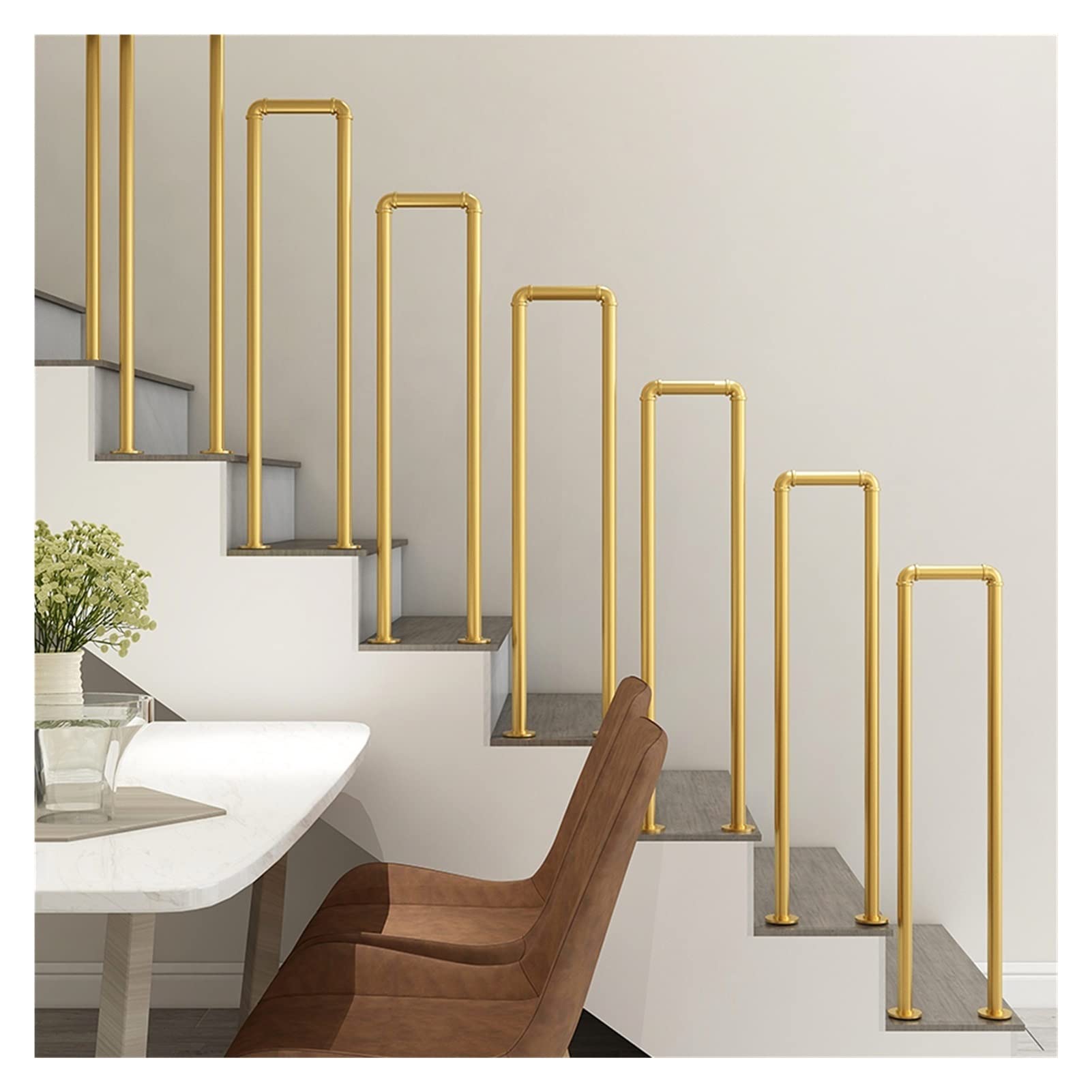 Meiiron Gold Staircase Handrail Brackets Modern Floor Stairs Banister Railing | Black And Metal Wrought Iron Steps Hand Rail For Indoor And Outdoor - 1Pc, Height 25.6"-39" ( Color : Size : 65Cm(25.6"