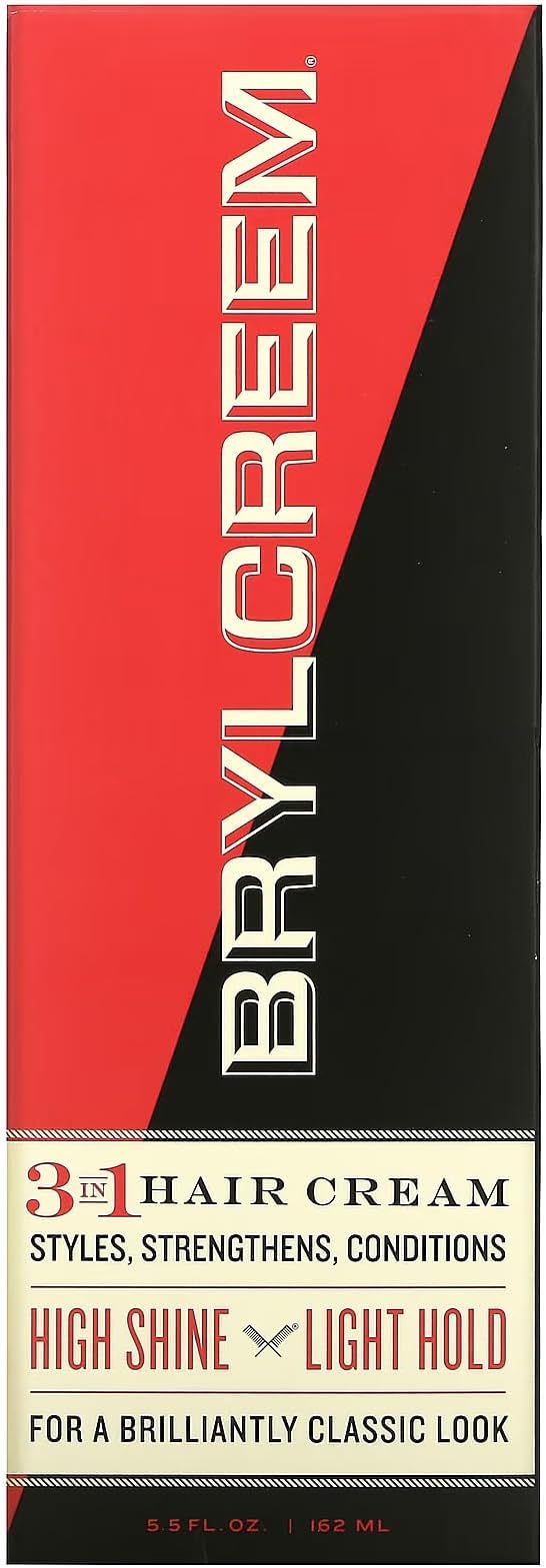 Brylcreem 3-in-1 Original High Shine Men's Hair Cream for Styling, Strengthening, and Conditioning, Alcohol-Free, 5.5 Ounce