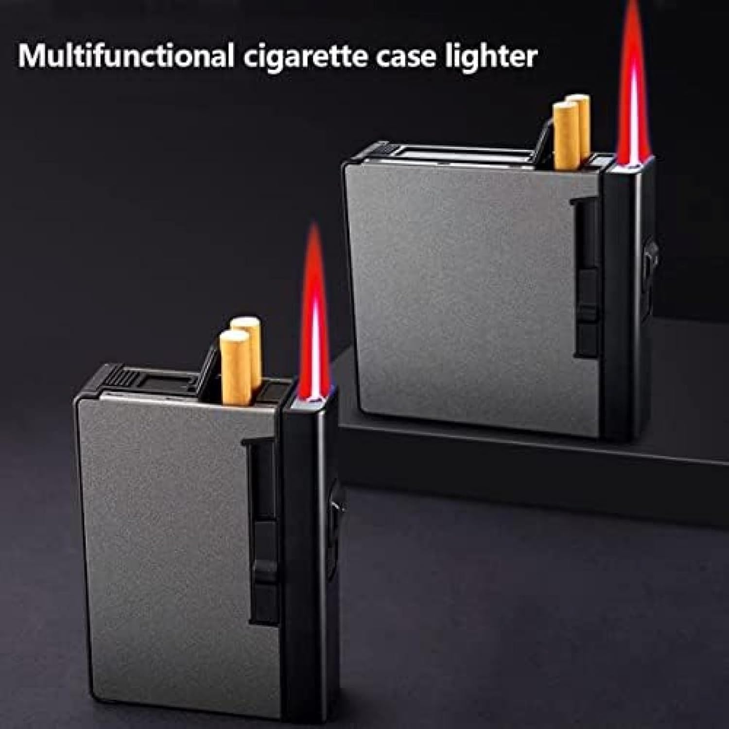 Portasigarette 2 in 1 con Accendino A Torcia A Getto, Confezione Completa da 20 Accendini Antivento E Antiumidità, Accendino A Gas per Sigarette da Campeggio All'aperto, Blue