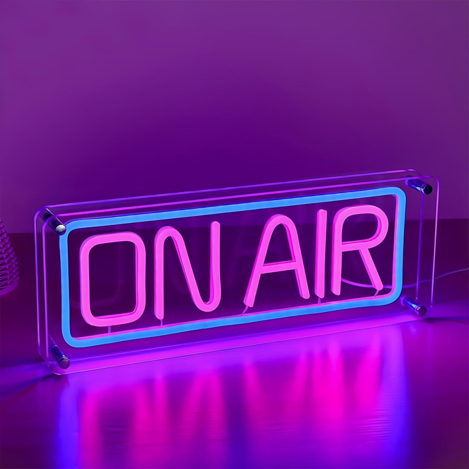 Pink ON AIR LED Neon Acrylic Lightbox Light Up Letters Neon Sign Box with USB Home Bedroom Dorm Bar Coffee Shop Workshop Office Table Party Wall Decor