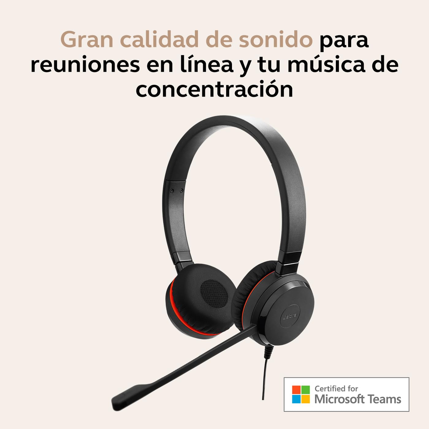 Jabra Evolve 30 II, Auriculares estéreo certificados por Microsoft Teams con Unidad de Control de Llamadas, micrófono con cancelación de Ruido, Indicadores LED, Sonido, USB-C/A,