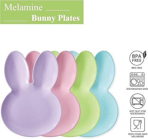 Miniatura 9 de Supreme Housewares Platos en forma de conejo de Pascua de 4 piezas de melamina de 10 pulgadas conejo blanco