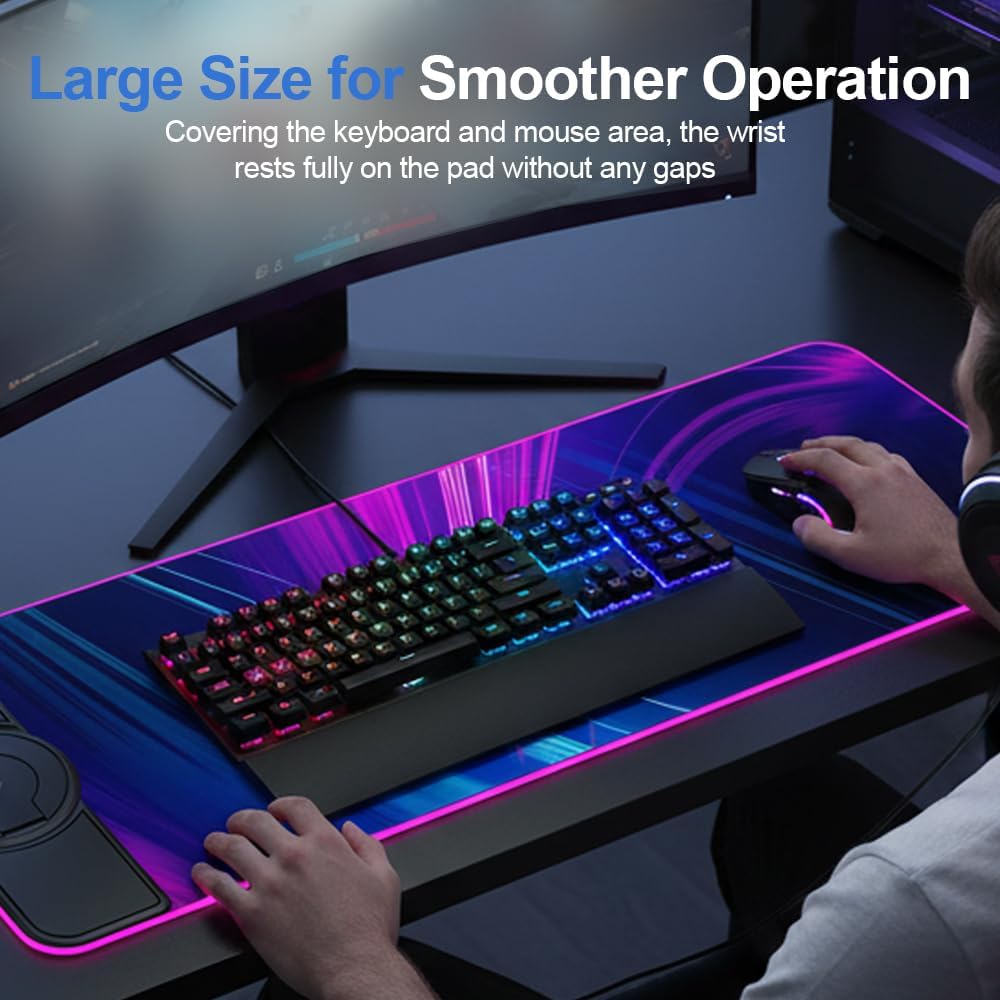 15W Wireless Charging Mouse Pad with Foldable Phone Holder, 2026 New Gaming Mouse Pad with Magnetic Wireless Charging, RGB Gaming Mouse Pads, Home Office Large Desk Pad with Non-Slip Base (Color - B)