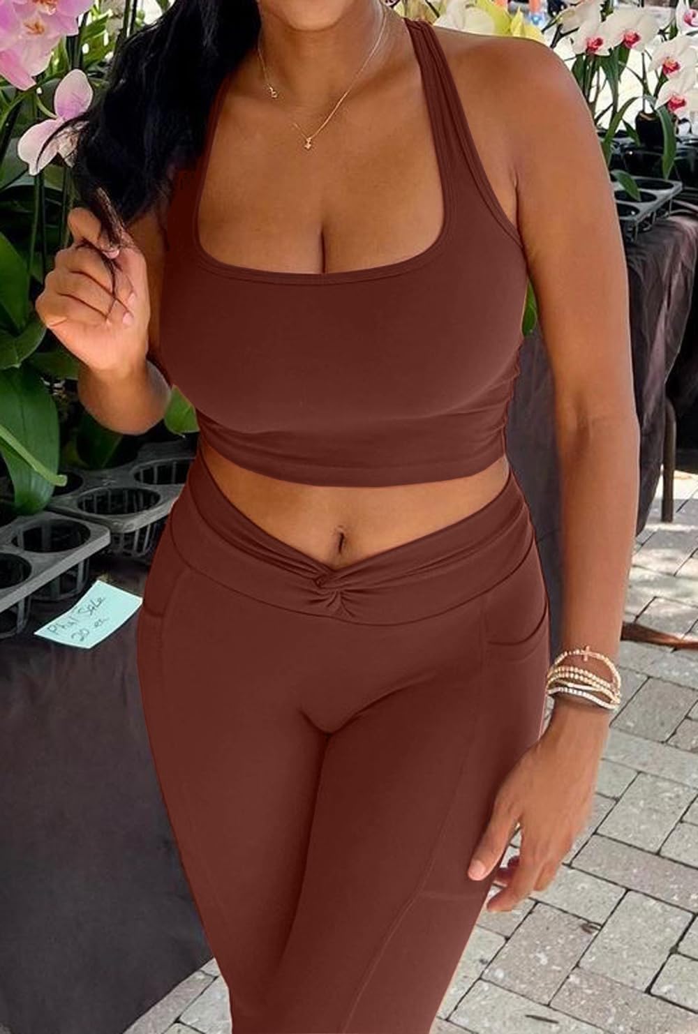 Womens Solid Square Neck Sleevless Crop Tops Summer Casual Basic Racerback Tank Tops - Image 4