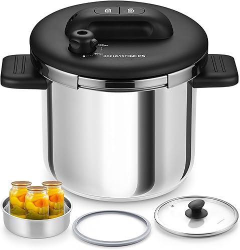 KOCH SYSTEME CS Olla a presión de acero inoxidable de 8.5 cuartos de galón, Olla de Presion, olla a presión de acero inoxidable 18/10, bloqueo fácil