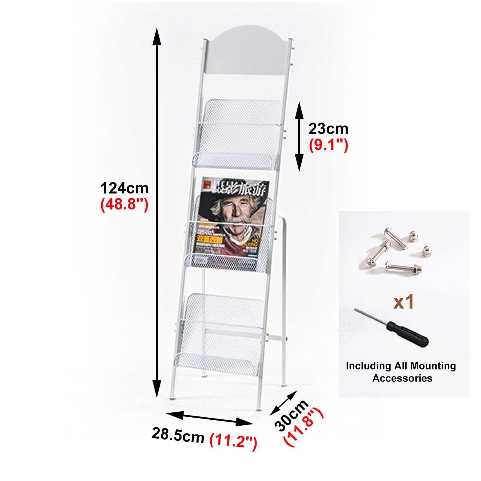 Porte-revues sur pied pour affiches, brochures, littérature, salons, bureaux, espaces de vente au détail