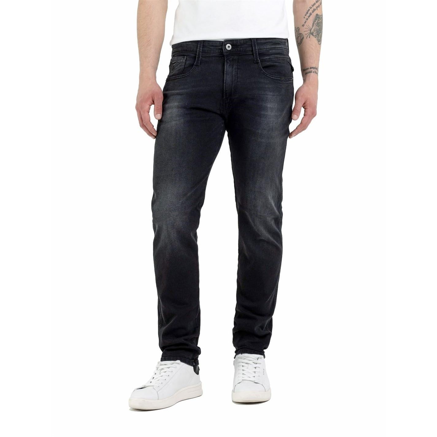 Replay men's Anbass slim fit jeans with power stretch, gray (Dark Gray 097), W38 x L34