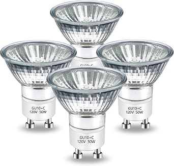 BOGAO Halogen Bulb 50 Watt GU10 120V NP5 Replacement Bulb for Candle Warmer, Scent Wax Burner, Fragrance Melt, Warming Bulb JDR Dimmable, Warm White 2700K Pack of 4, GU10-50W-4
