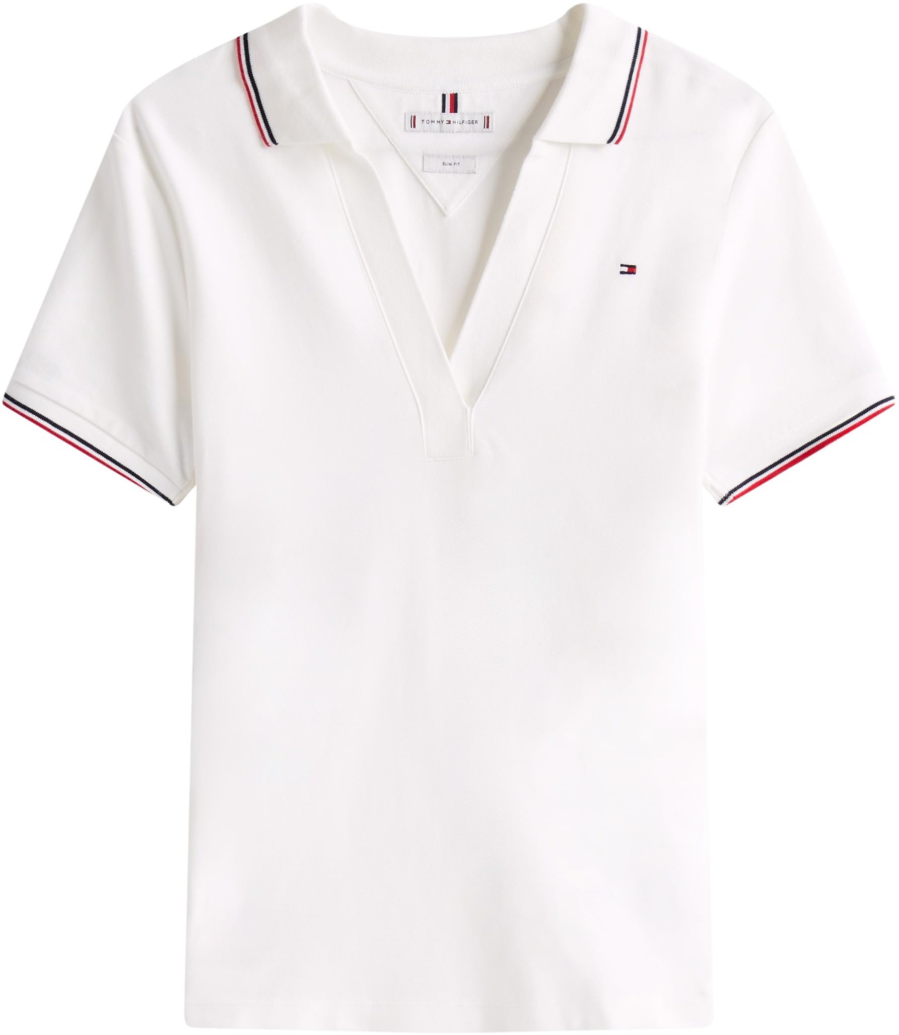 Tommy Hilfiger Damen Poloshirt Kurzarm Open Slim Fit