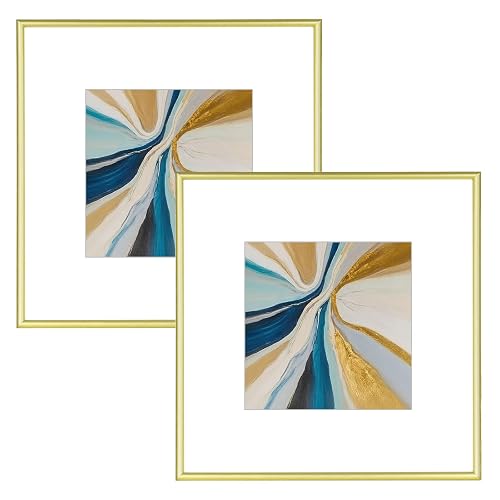10x10 Gold Aluminum Picture Frame Fits 6x6 with Mat HD