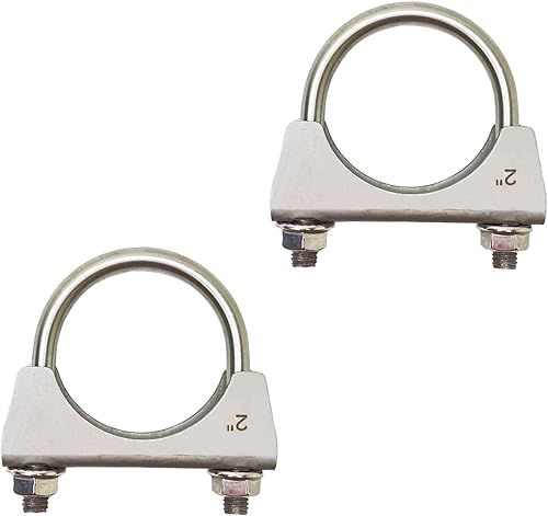 Abrazadera de escape de acero inoxidable 304 de 2 pulgadas, silenciador de perno en U para tubo de escape de 2 pulgadas de diámetro, paquete de 2
