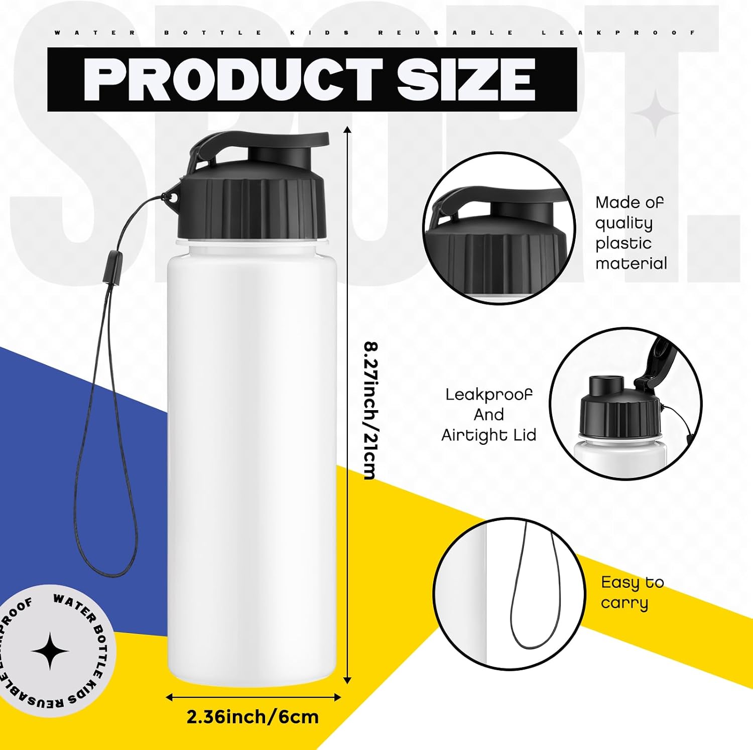 Mifoci 20 Pcs Plastic Water Bottles Bulk 17 oz, Solid White image 2