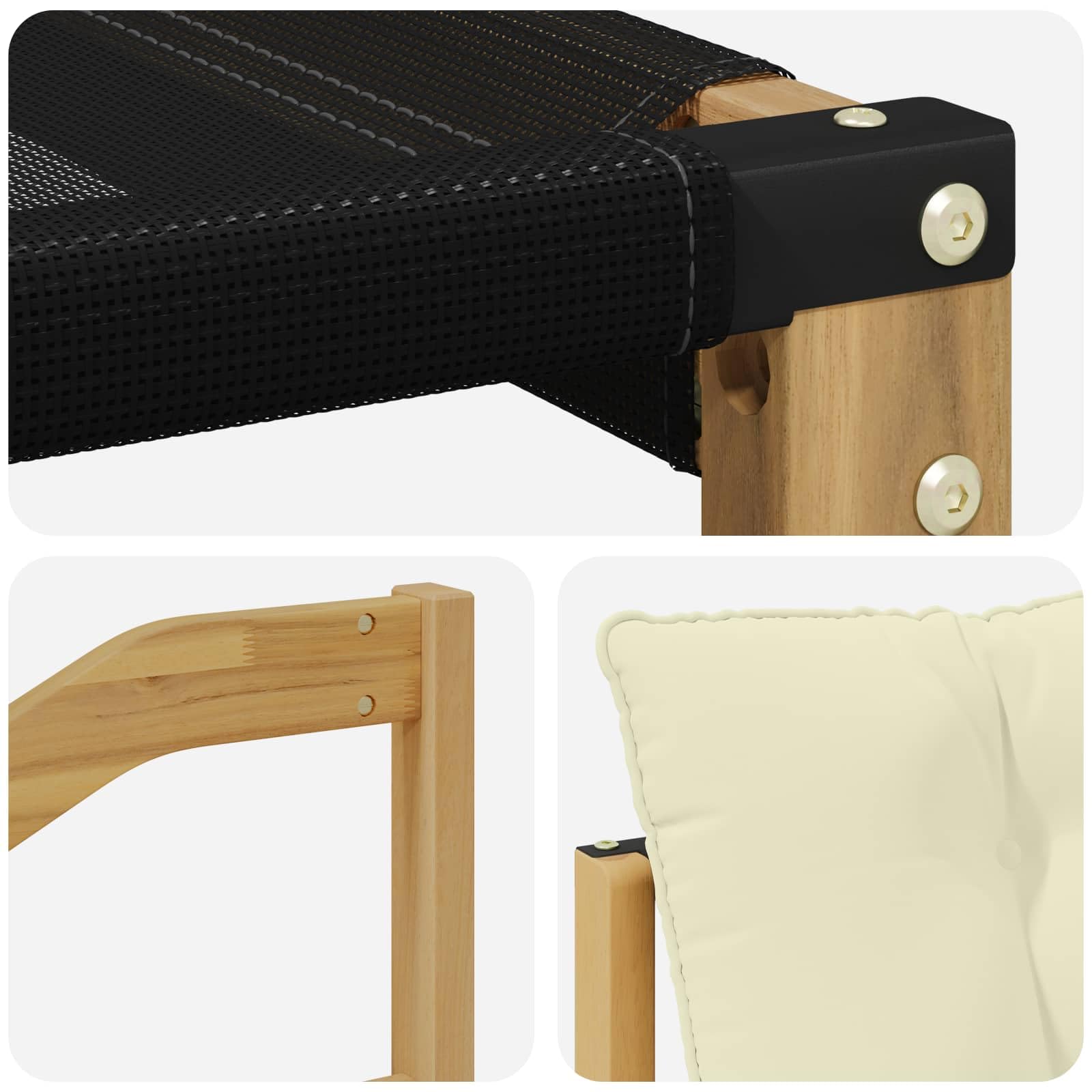 Outdoor-Sofagarnitur mit Kissen 5 Stück Weiß Creme Massives Akazienholz Gartenmöbel Set Sitzgruppe für Terrasse Balkon Wohnzimmer Essbereich wetterfest modernes Design