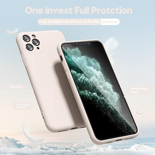 Miniatura 3 de oakxco Funda para iPhone 11 Pro Max de silicona líquida, gel de goma suave, elegante, delgada, delgada, TPU mate, funda lisa con cubierta de lente