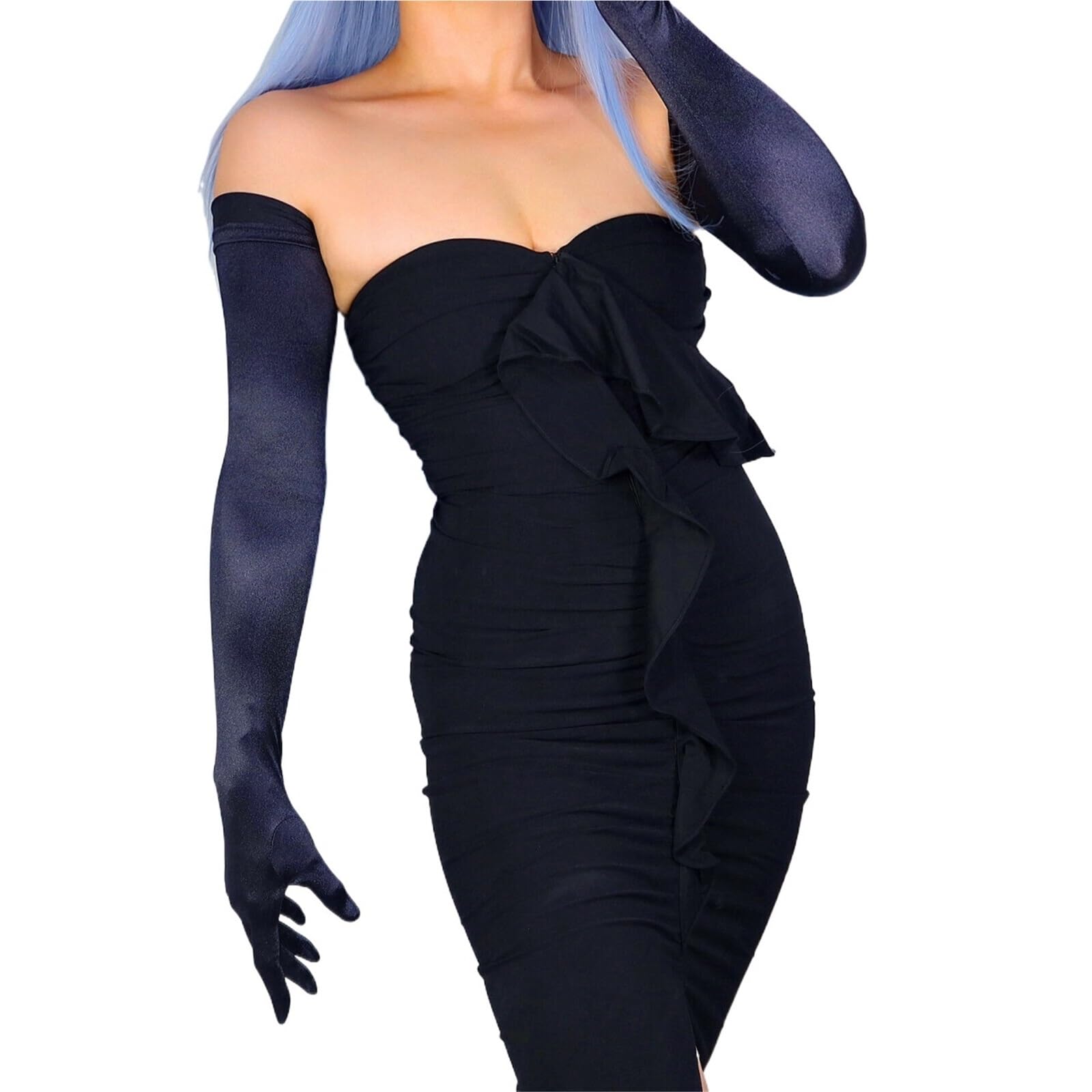 Guanti Lunghi Donna GUANTI IN RASO Seta Elasticizzata Opera Evening Extra Lunghi 70cm 28'