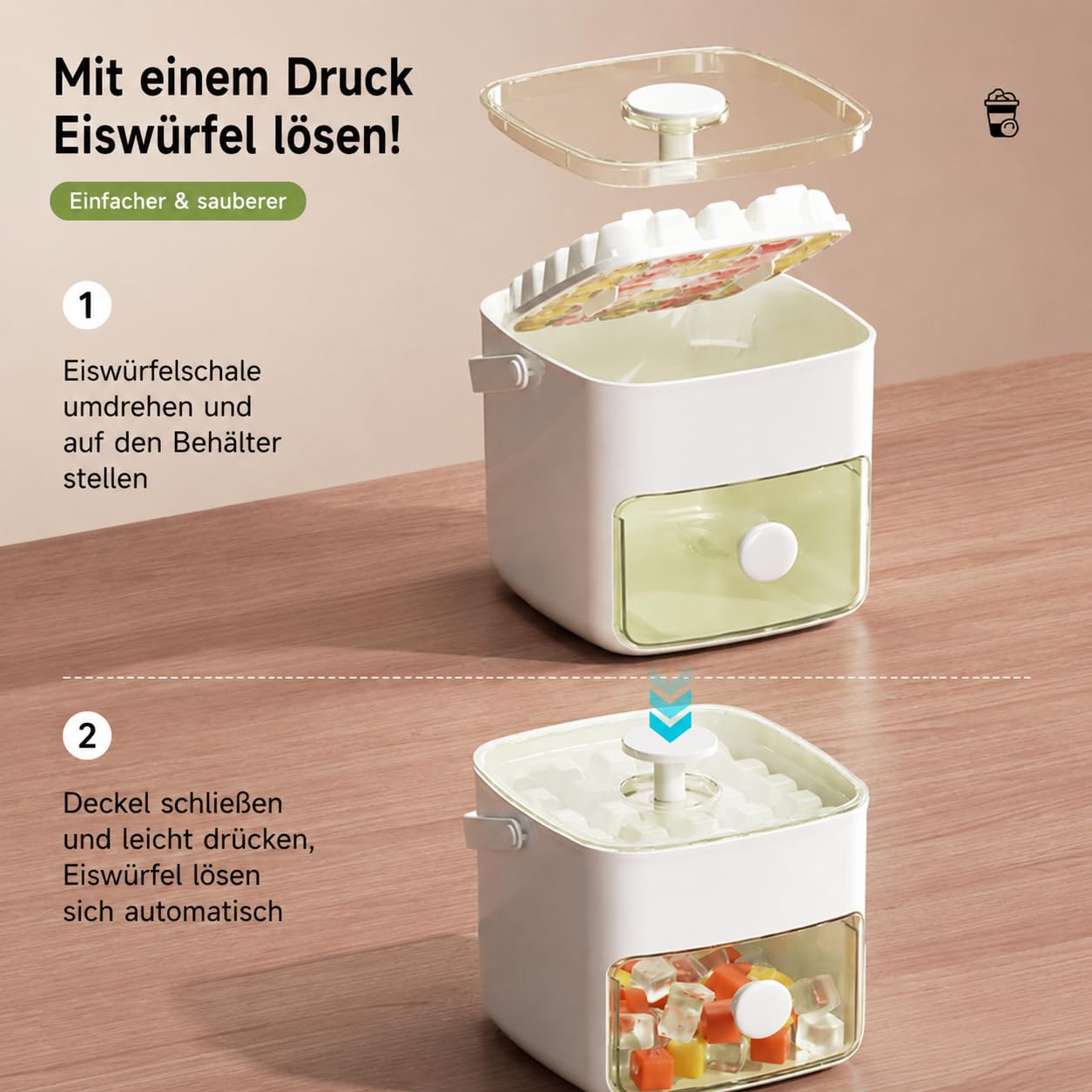 Tragbarer EiswüRfelbereiter Mit Deckel & Aufbewahrungsbox, 48 EiswüRfel, Behalter, Doppellagig, Schnelleis Mit Nureinemknopfdruck, FüR Camping, Roadtrips Oder Gartenpartys (Blau+Isoliertasche)