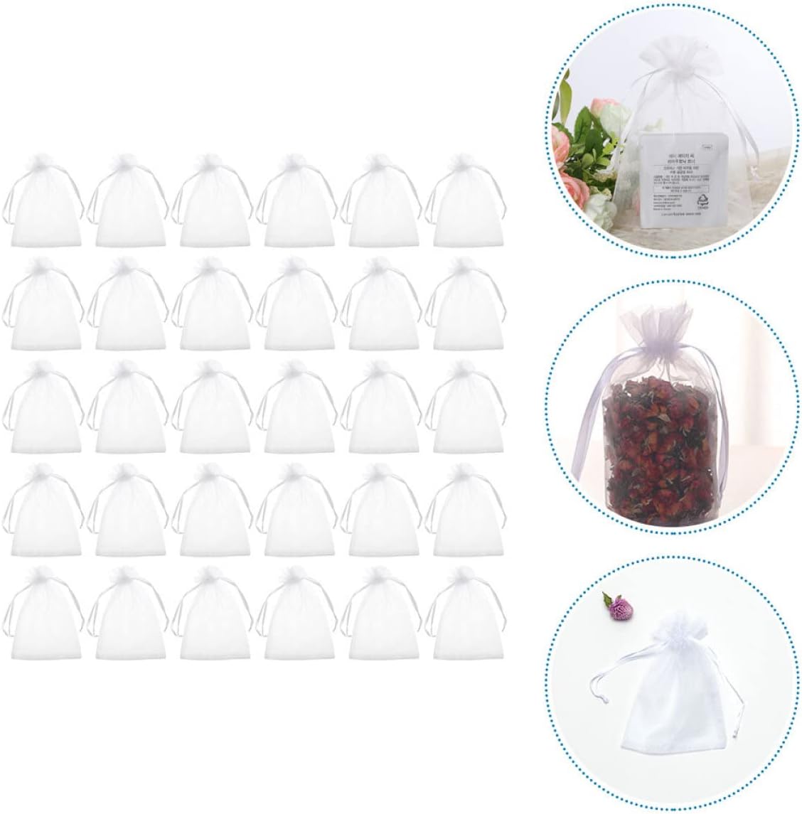 KALLORY 300pcs Chic Drawstring Storage Pouches for Jewelry Candy and Items Lightweight Sheer Organizers for Weddings Birthdays and Parties