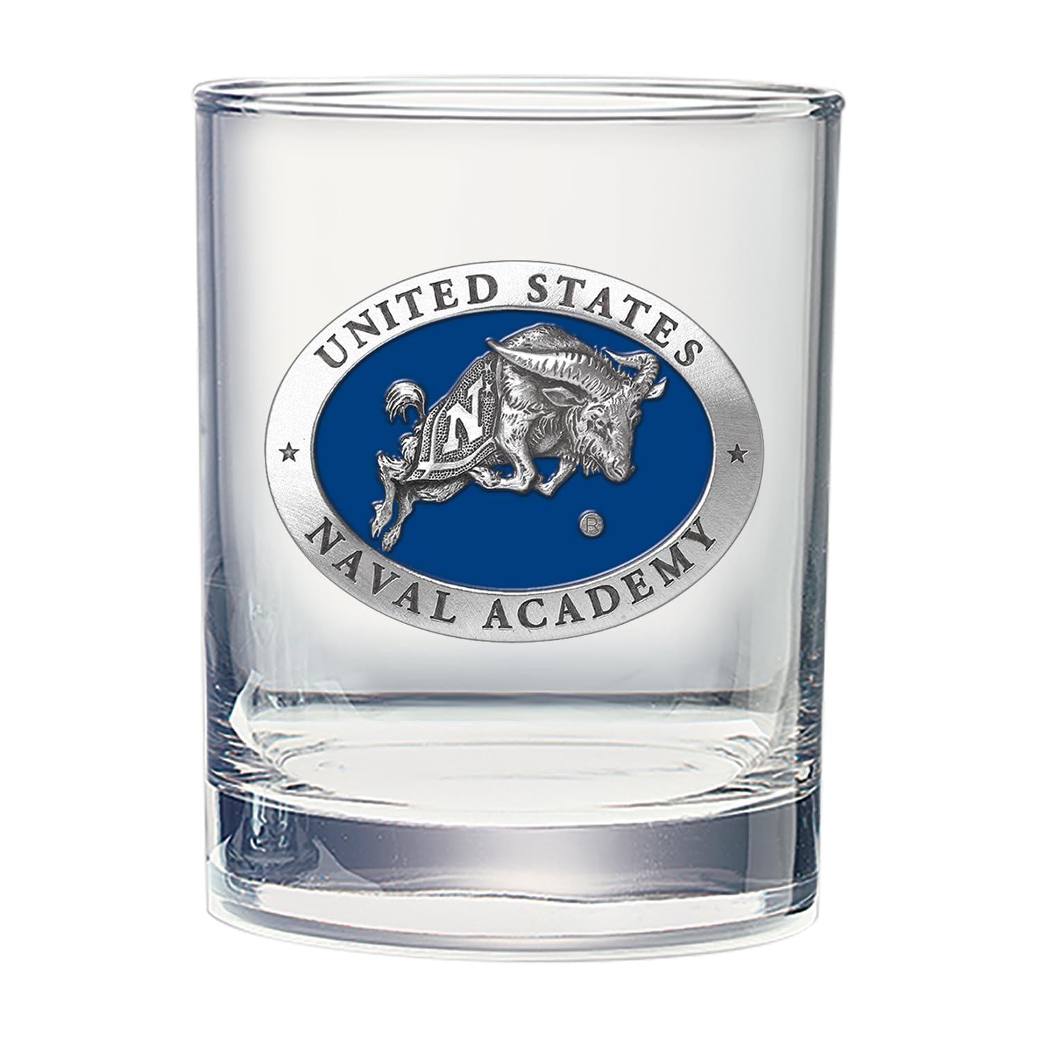 Heritage Pewter US Naval Academy Goat Double Old Fashion | Double Rocks Glass 14 OZ for Liquor | Expertly Crafted Pewter Glass