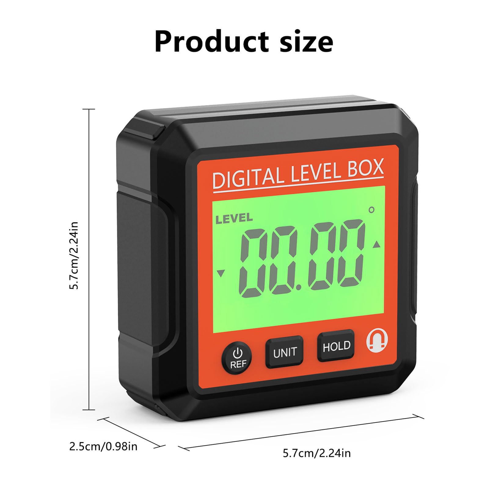 ANKROYU Digital Level Box, ABS Digital Protractor Bevel Box, Portable Digital Angle Gauge, Digital Angle Meter for Woodworking Construction Site (Orange)