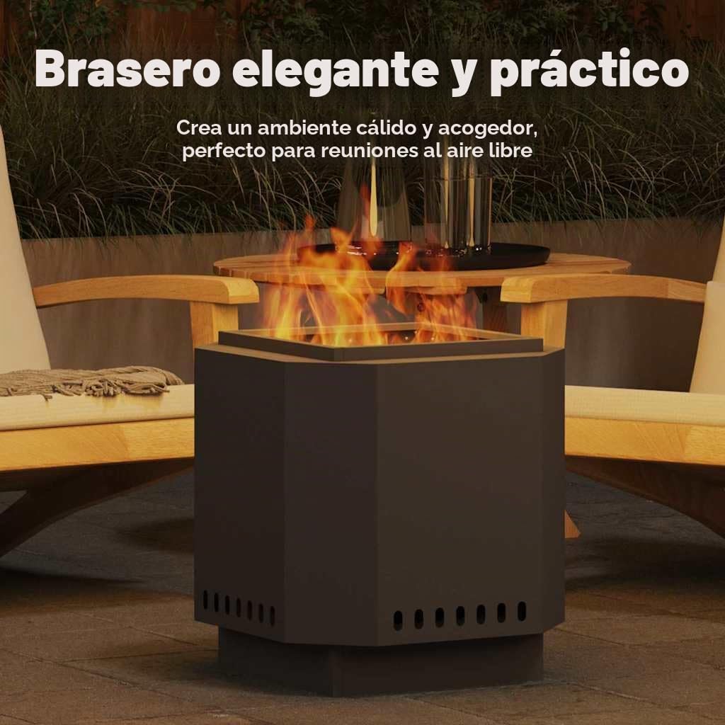 vidaXL Tazón de Fuego sin Humo Negro 48 x 48 x 51 cm Acero Oxidado | Hecha de acero resistente tratado en frío, Aguanta altas temperaturas sin problema, Elegante y simple,