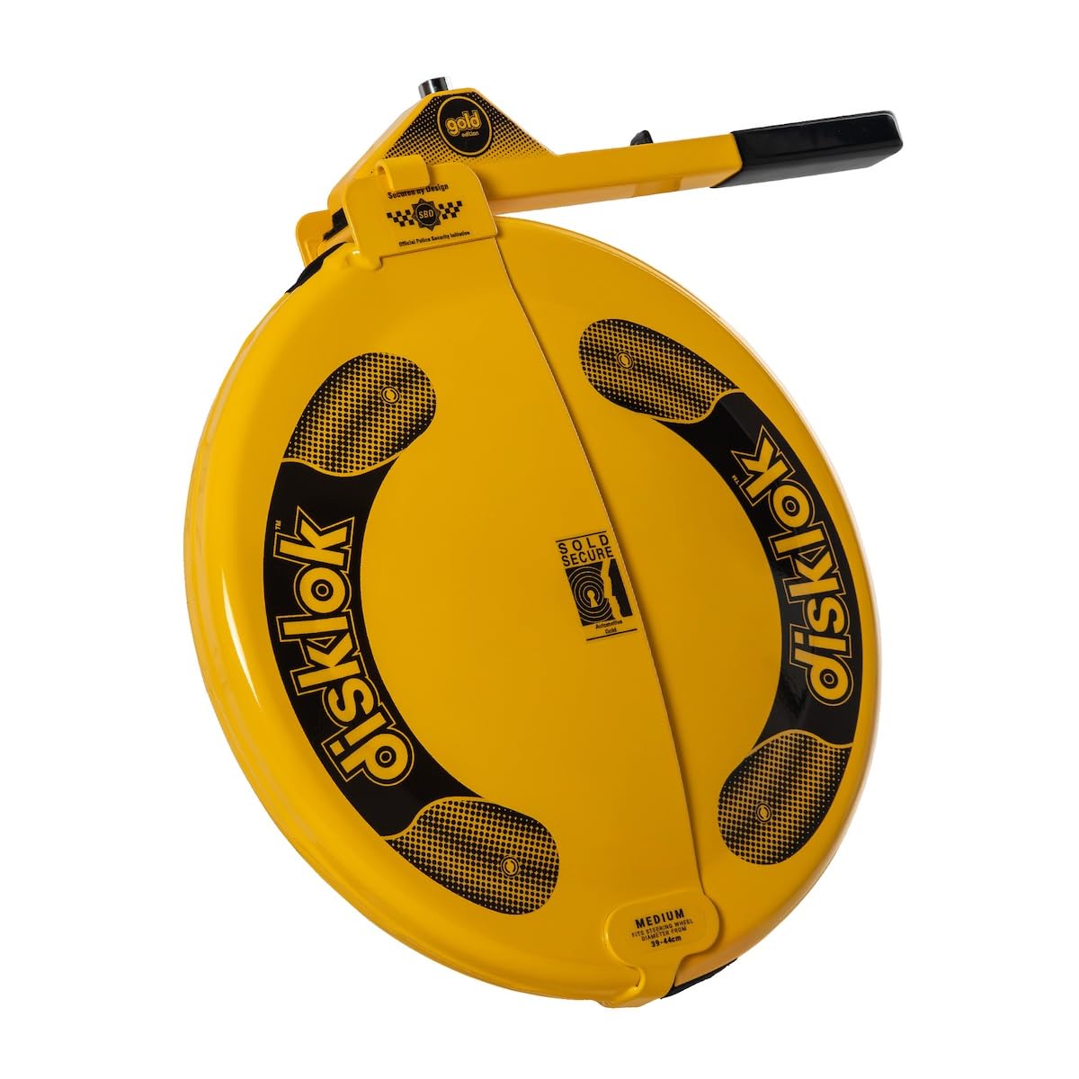 Disklok Dispositif de sécurité - Antivol de direction - Couverture complète - Argent - Approuvé par Thatcham (Jaune, Moyen 39cm - 41.5cm)