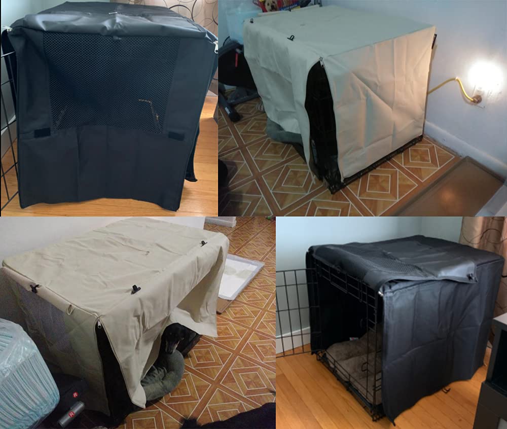Coperture per gabbia per cani da 61 a 122 cm, impermeabili, resistenti alla pioggia, in poliestere Oxford 210D Oxford (XS: 63,5 x 48 x 50,8 cm, grigio)