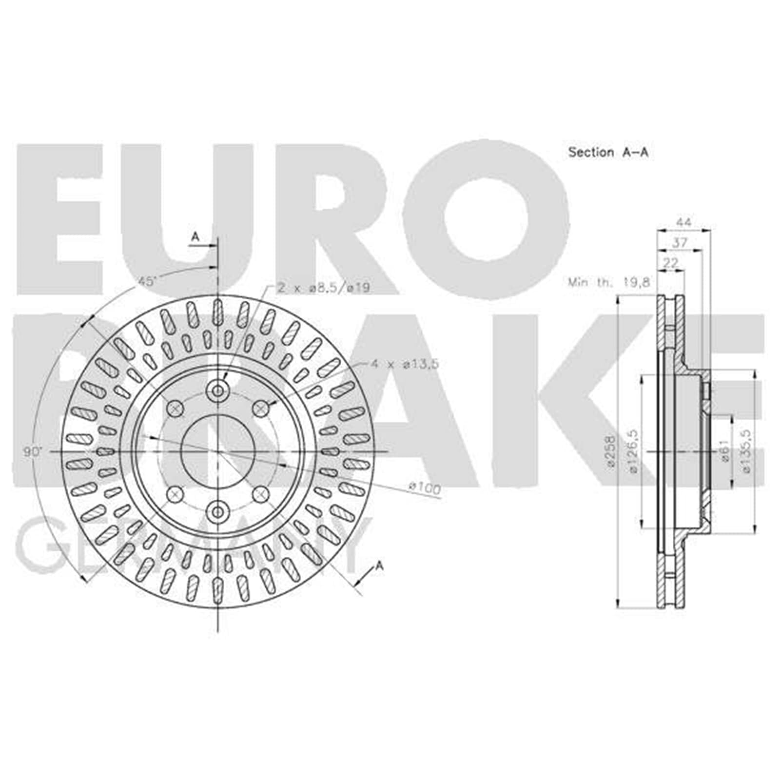 Eurobrake Bremsscheiben + Beläge vorne | 5815203996 + 5502223974 Kompatibel mit Logan Ii,logan Mcv Ii,sandero II (B8_)
