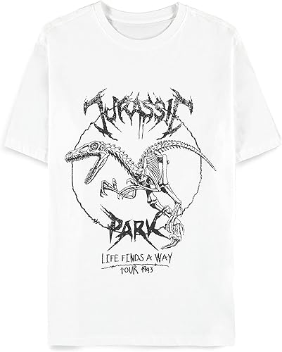 Universal jurassic park t-shirt à manches courtes pour homme et garçon, blanc., 