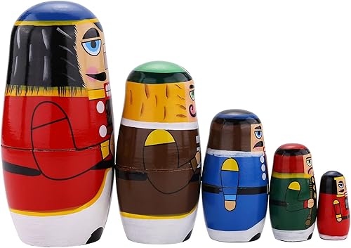 Miniatura 4 de Yoption Muñecos de anidación rusos de Navidad, 5 piezas hechas a mano de madera matryoshka muñeca cascanueces Russiandoll conjunto para regalo de