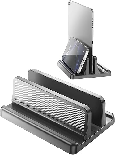 EAXBUX Soporte vertical 3 en 1 para laptop, organizador ajustable de plástico ABS para computadora portátil, soporte vertical para computadora