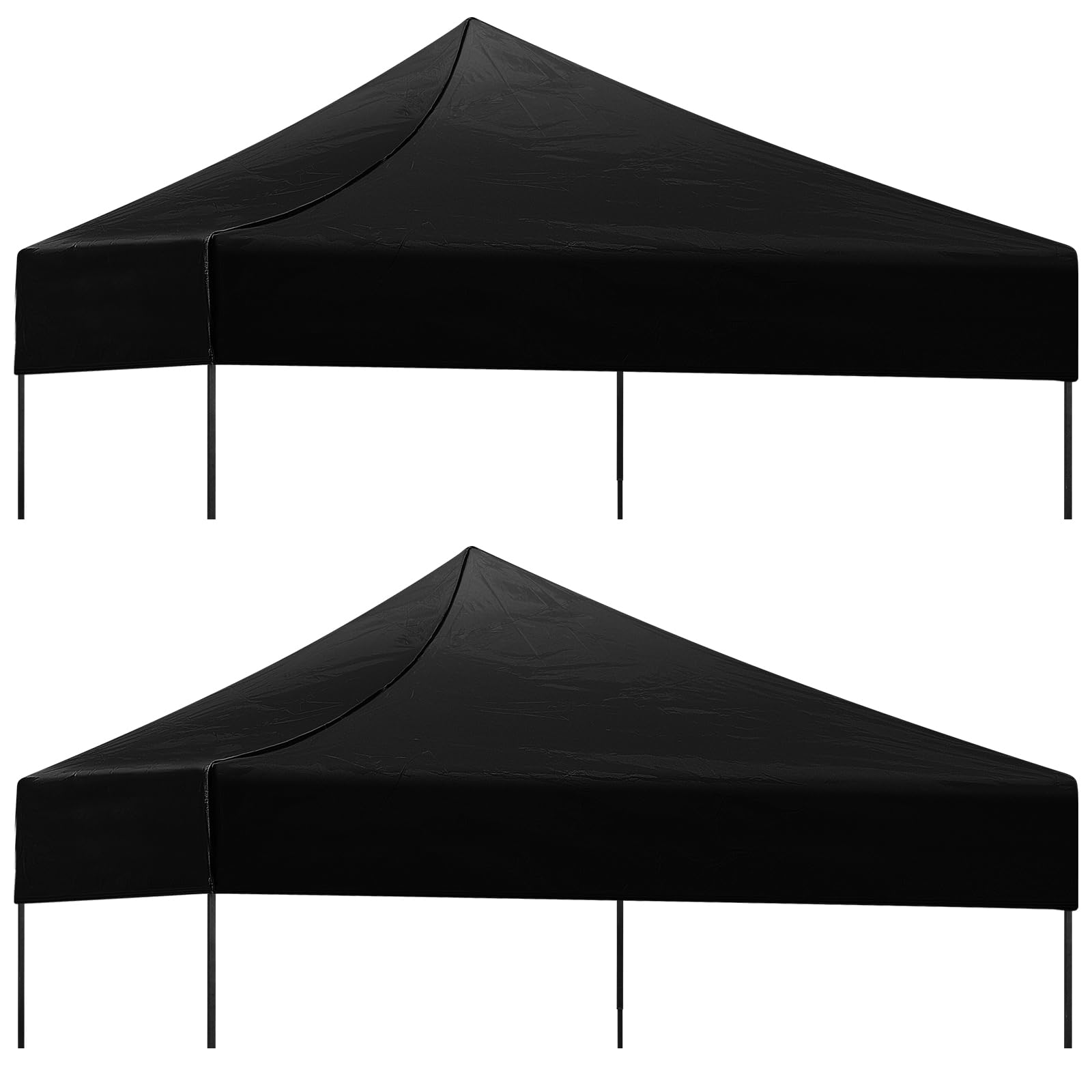 2 Pieces Canopy Top Replacement Cover 10 x 10 Pop Up Canopy Cover Outdoor Canopy Replacement Parts Waterproof for Canopy Tent, Top Only (Black)
