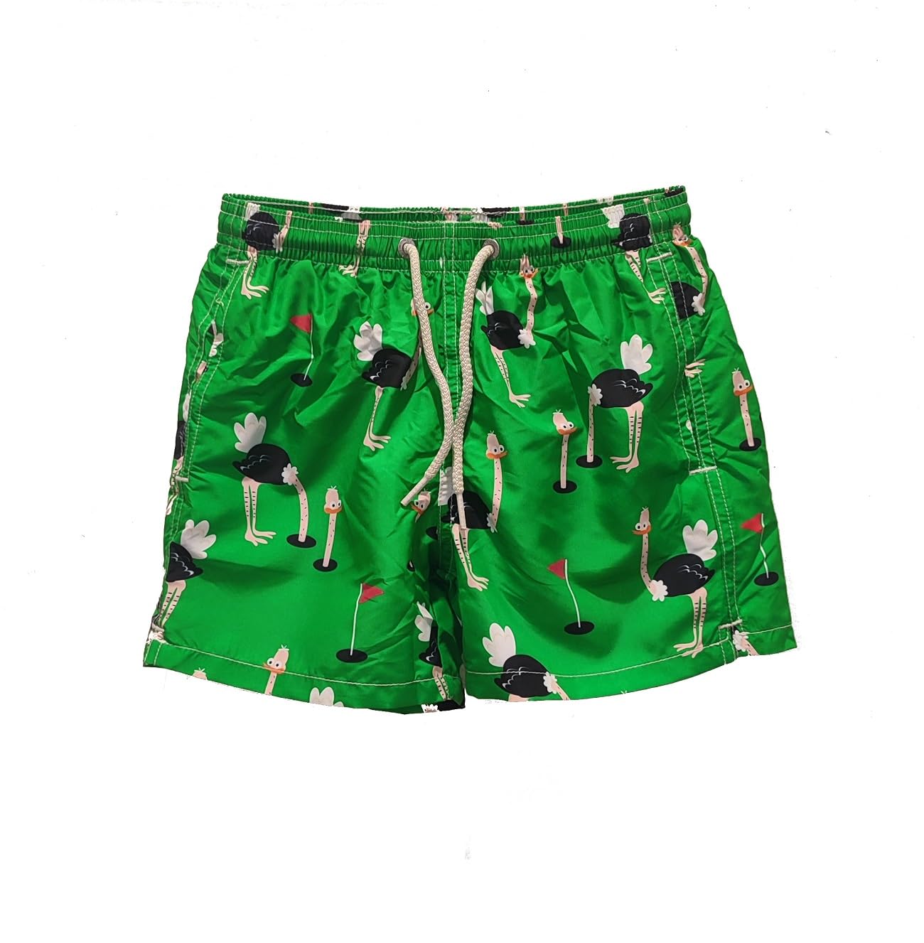 Saint Barth MC2 Costume Boxer Verde Stampa Struzzo