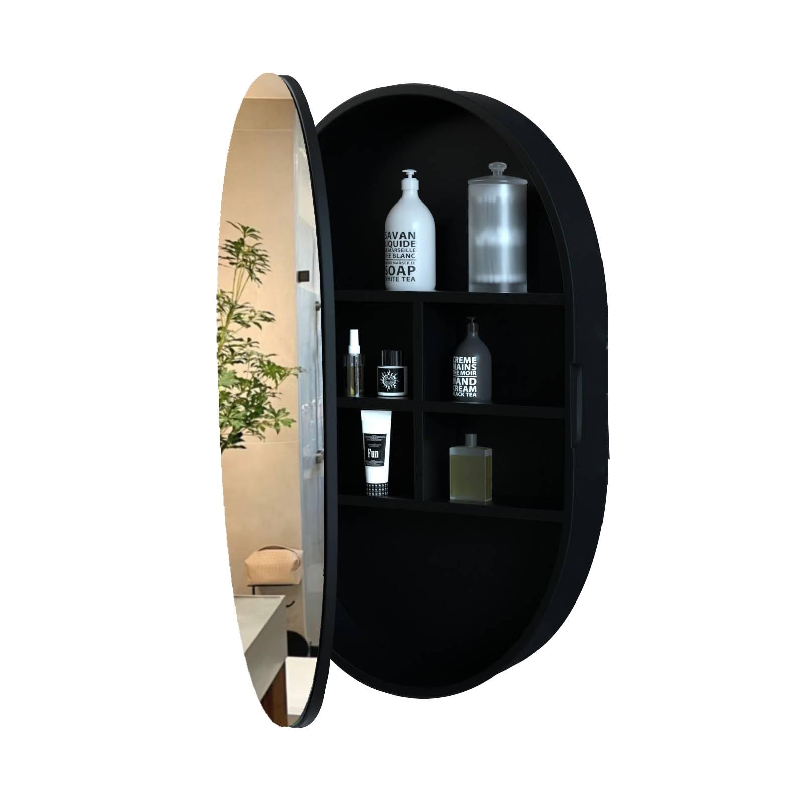 Amazon.com: CHER-BUEATY Medicine Cabinet Oval Bathroom Mirror Solid ...