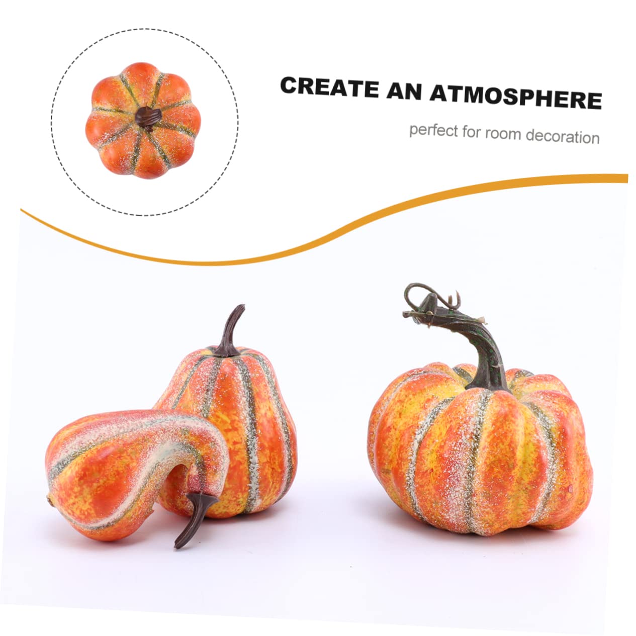 Cabilock 24piezas Calabazas Artificiales De Halloween para Decoración y Fotografía De Calabazas De Simulación Color Amarillo para Fiestas y Celebraciones